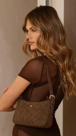 Lilu Shoulder Bag - Choc Suede