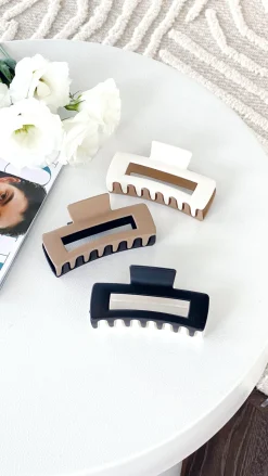 Lily Two Tone Rectangle Clip - Black/White