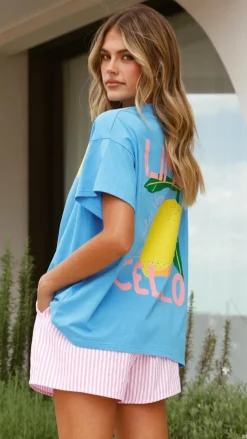 Limoncello Top and Shorts Set - Blue/Pink
