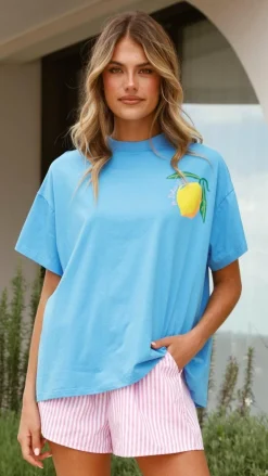 Limoncello Top and Shorts Set - Blue/Pink