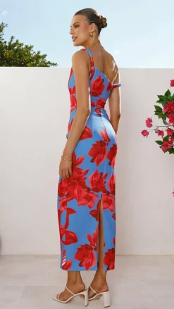 Lorina Maxi Dress - Red/Blue Floral
