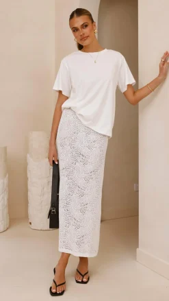 Louisa Lace Maxi Skirt - White