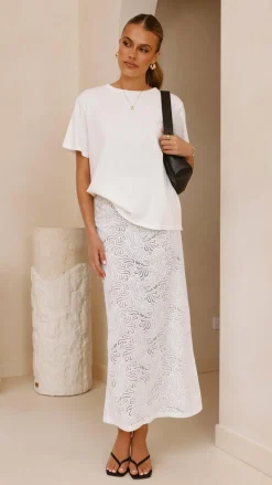 Louisa Lace Maxi Skirt - White