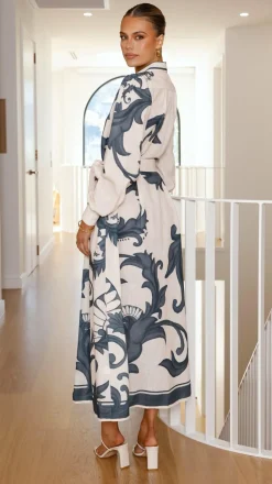 Lucia Long Sleeve Maxi Dress - Cream Zayna