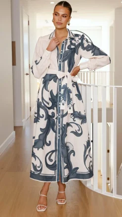 Lucia Long Sleeve Maxi Dress - Cream Zayna