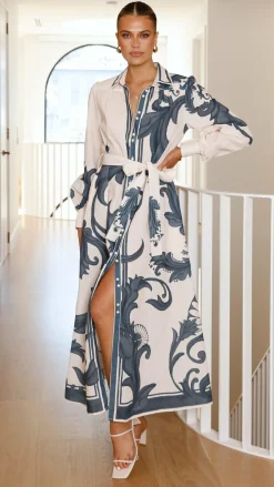 Lucia Long Sleeve Maxi Dress - Cream Zayna