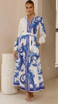 Lucia Long Sleeve Maxi Dress - Sapphire Print