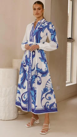 Lucia Long Sleeve Maxi Dress - Sapphire Print