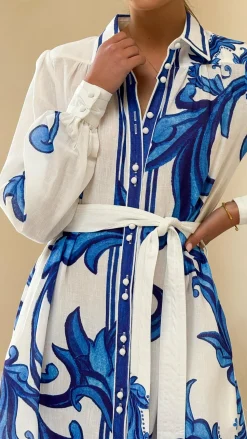 Lucia Long Sleeve Maxi Dress - Sapphire Print