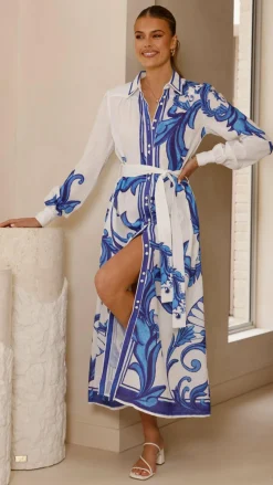 Lucia Long Sleeve Maxi Dress - Sapphire Print