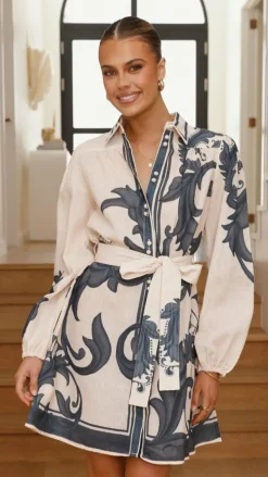 Lucia Long Sleeve Mini Dress - Cream Zayna