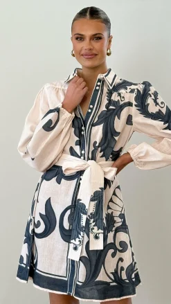 Lucia Long Sleeve Mini Dress - Cream Zayna