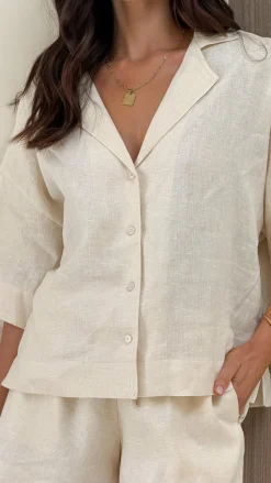 Luna Button Up Shirt - Natural