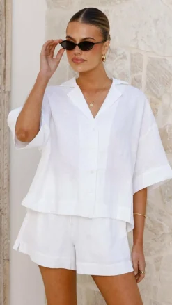 Luna Button Up Shirt - White