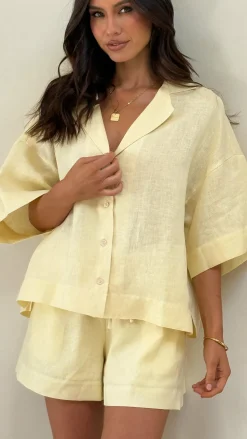 Luna Button Up Shirt - Yellow