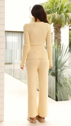 Lyra Ribbed Pants - Yellow