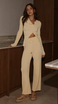 Lyra Ribbed Pants - Yellow