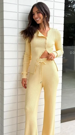 Lyra Ribbed Pants - Yellow