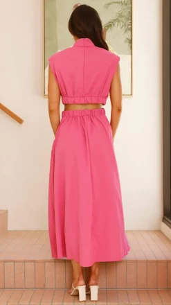 Maddison Midi Dress - Hot Pink