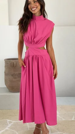 Maddison Midi Dress - Hot Pink