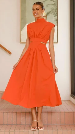 Maddison Midi Dress - Orange