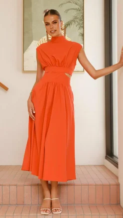 Maddison Midi Dress - Orange