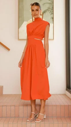 Maddison Midi Dress - Orange