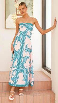 Madra Maxi Dress - Aqua / Pink Zayna