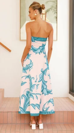 Madra Maxi Dress - Aqua / Pink Zayna