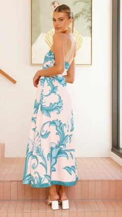 Madra Maxi Dress - Aqua / Pink Zayna