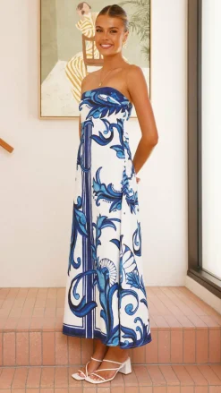 Madra Maxi Dress - Sapphire / White Zayna
