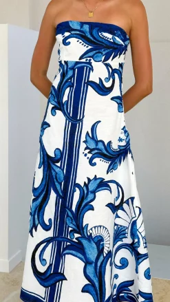 Madra Maxi Dress - Sapphire / White Zayna