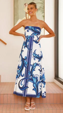 Madra Maxi Dress - Sapphire / White Zayna