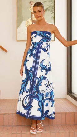 Madra Maxi Dress - Sapphire / White Zayna