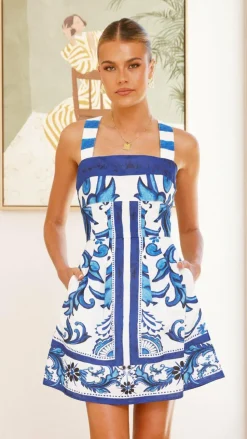 Maegan Mini Dress - Sapphire / White Zayna