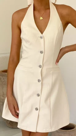 Maia Halter Neck Mini Dress - Cream