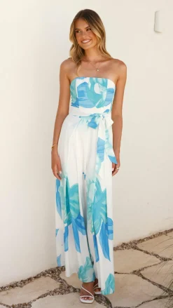 Maisy Strapless Jumpsuit - Blue Teal