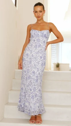 Margie Midi Dress - Blue Flower