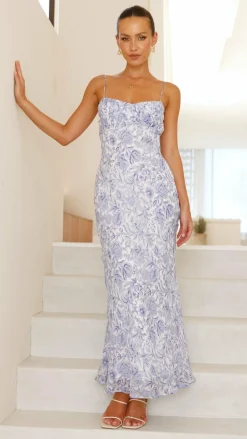 Margie Midi Dress - Blue Flower