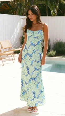 Margie Midi Dress - Green/Blue