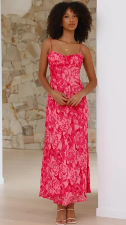 Margie Midi Dress - Pink Floral