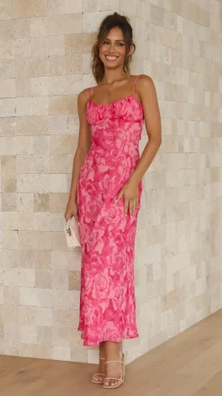 Margie Midi Dress - Pink Floral
