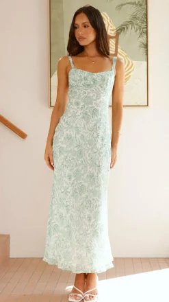 Margo Midi Dress - Green Flower