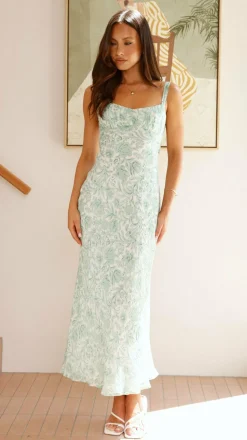 Margo Midi Dress - Green Flower