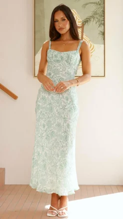 Margo Midi Dress - Green Flower