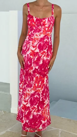 Margo Midi Dress - Pink/Red Floral