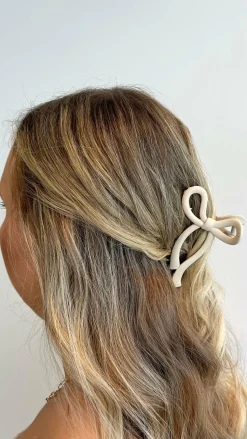 Matte Bow Claw Clip - Beige