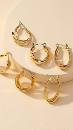 Maya Twist Earrings Set - Gold