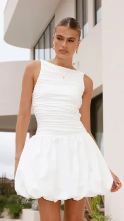 Meera Boat Neck Mini Dress - White