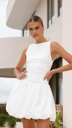 Meera Boat Neck Mini Dress - White